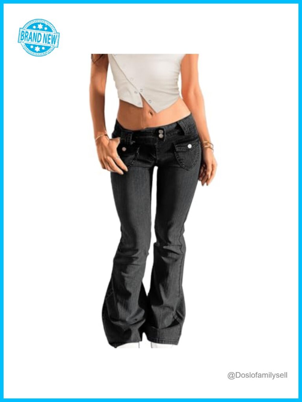 Low Rise Bootcut Stretch Flare Bell Bottom Jeans for Women
